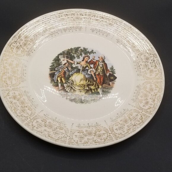 Sebring Other - Sebring Pottery Co Chantilly 22K Gold 10 Inch Dinner Plate 1940s Victorian